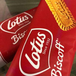 A pack of Lotus Biscoff biscuits